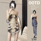French Temperament Butterfly Print Sling Dress Female Summer Hottie Sexy Slimming Ass Short Skirt
