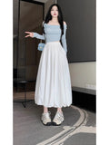 Summer New Long Dress Women's High-Waisted T-Girl Skirt Small White Half Dress Small Small Long Dress