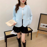 Kaning French Small Fragrant White Knitted Cardigan Women's Autumn 2026 Winter Women's Candy-Colored Sweater Jacket