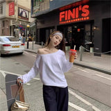 Zhang Jingyi Star With The Same Oblique Shoulder Short-Sleeved Female Open-Shoulder T-Shirt Summer Pure Hot Girl Loose Black Shoulder