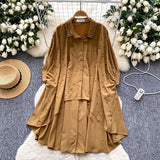 Design Irregular Shirt Women's Diamond Nail Pearl Single-Regable Bat Sleeves Long Medium Cover