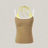 Sexy Babes Splicing Fake Two Sling Vest Women Summer New Slimming Short Umbilly Clad Blouse