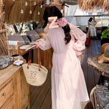 Seaside Holiday Wind Out-Of-Shoulder Dress Woman 2025 New French Gentle Wind Sweet Loose Fairy Dress