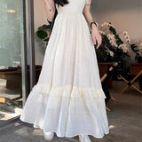 Gentle Wind Small A Word Long Dress Summer 2025 New French Fairy Little White Dress Hanging Dress