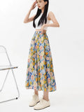 Summer New Art Design Ink Oil Painting Half-Body A Skirt In The Long Seven-Point Skirt