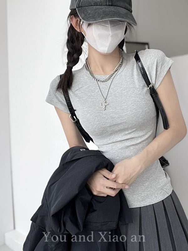 2026 New Round Collar Slimming Simple Temperament Commuting Han Linen Short-Sleeved T-Shirt Dress