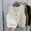 Designing A Small-Sized Button Irregular Vest Knitted Vest Woman's New Autumn 2025 Loose Outside The Shoulder