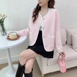 Kaning French Small Fragrant White Knitted Cardigan Women's Autumn 2026 Winter Women's Candy-Colored Sweater Jacket