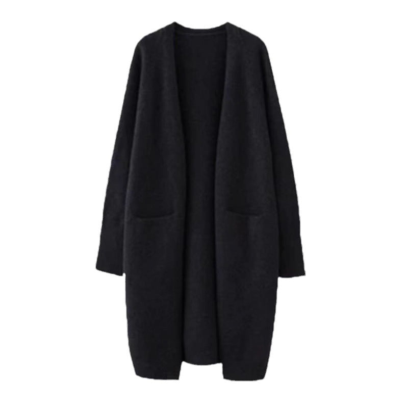 Lazy Wind Long Sweater Coat Women's Autumn And Winter New Korean Version Of Loose Pocket Knitted Open Shirt Outside