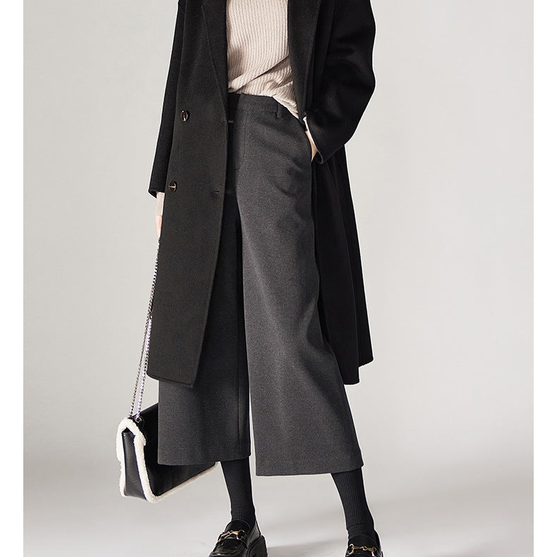 Specialty Quality Warm Eight-Point Broad Leg Pants 2026 Winter New Fashion Plus Thick Hairy Slacks Women's Pants