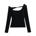 Pure Hottie Sexy Slim Thin Shoulder Long-Sleeved T-Shirt Inside The Bottom Blouse Plus Bra Slender