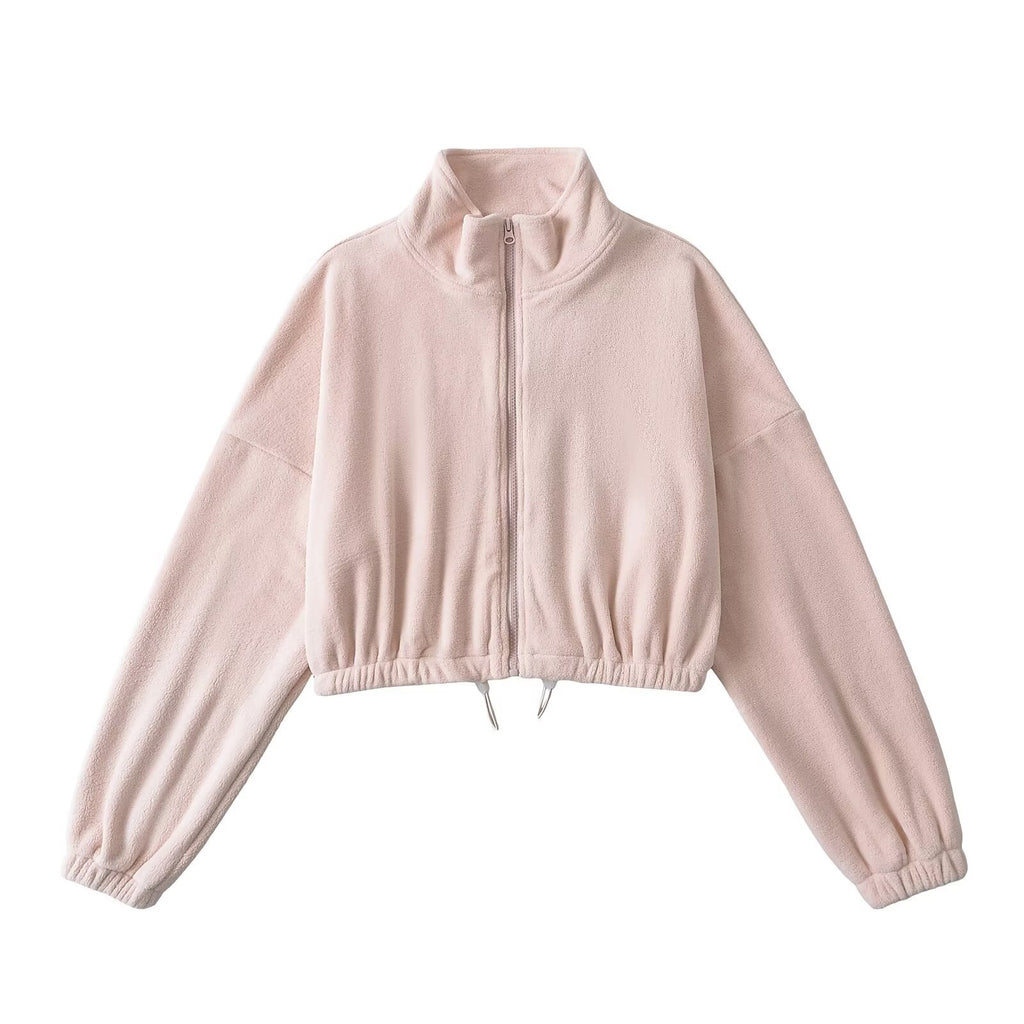 Autumn And Winter Olympic Grain Velvet Warm Sports Coat Women's Thick Loose Standing Collars Thin Comfortable Sweater