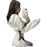 Sexy Body-Backing With Long-Sleeved Hoodie Dress Girl Lazy Breeze Spring And Autumn Small Design Dress