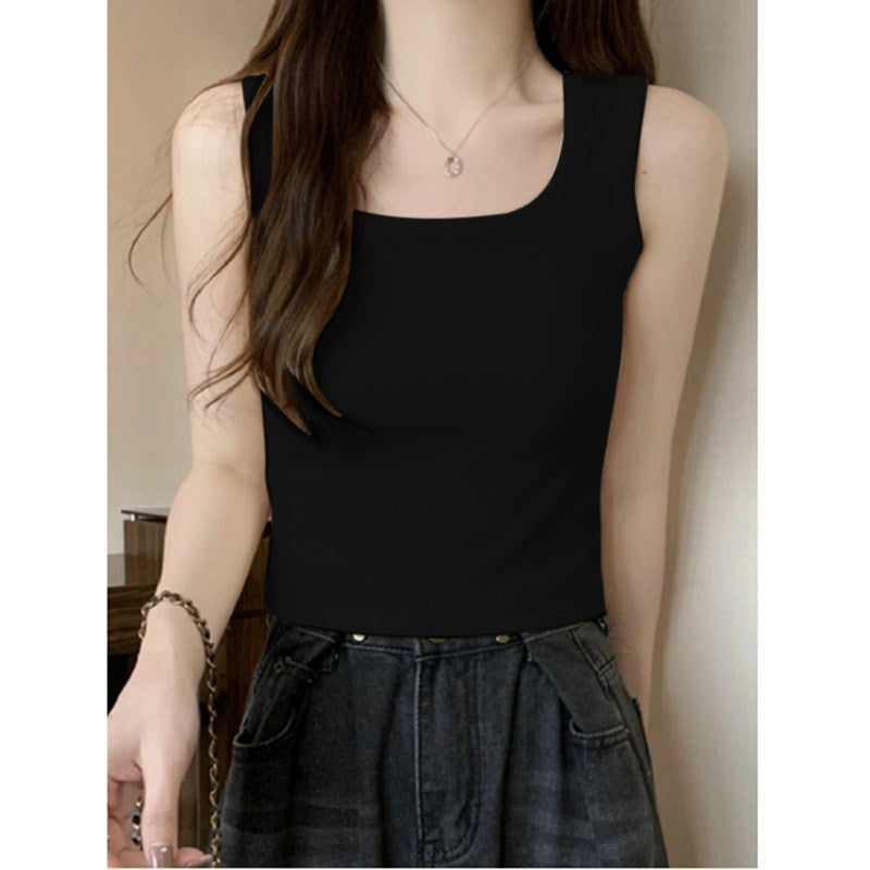 White Sling Vest Women's Suit With A Solid-Color Wide Shoulder Strapless Short Coat Summer Wear