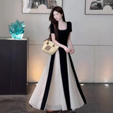 French High-End Temperament Mesh Yarn Short-Sleeved Dress Female Summer Sister To Close The Waist Thin Bump Big Swing Dress