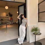 40 Pure Cotton Ribs Niche Design With Slanted Shoulder Short-Sleeved T-Shirt For Girls Summer Hottie Body-On-Striped Blouse
