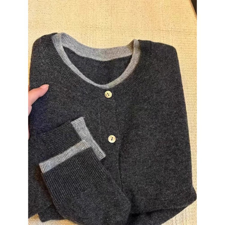 Gray's Spring Crash-Free Two Knitted Open-Shirt Women's Lazy High-End Sweater Coat Early Spring Wear On The Top