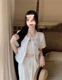 Temperament Short Fragrant Coat Woman 2026 Summer New Coarse Flowers Á÷ Su Hundred Loose Short-Sleeved Top Woman