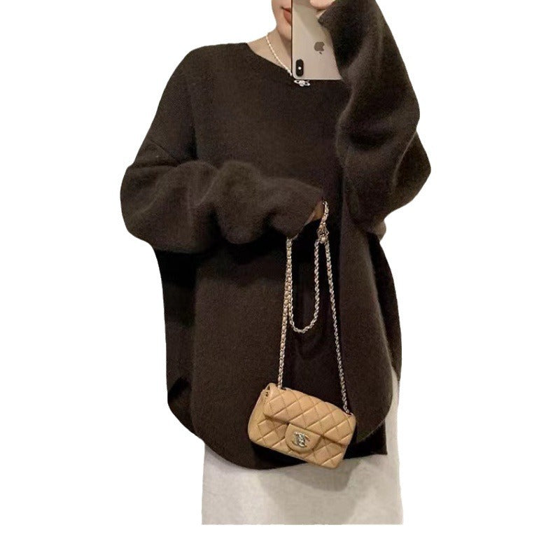 KANING Korean Version Of Gentle Lazy Wind Knitted Women 2026 Autumn And Winter New Solid Color Jacket Sweater Women