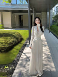 Pure Desire Deep V Temperament Dating White Dress Woman 2025 Autumn New Banquet Lace Dress