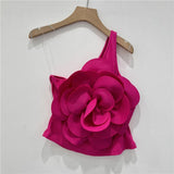 Pure Babes Three-Dimensional Big Flower Collar One-Shoulder Sling Sling Vest Outside The Woman Wears A Suit Of Thin And Exposed Backwear