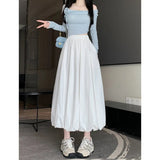 Summer New Long Dress Women's High-Waisted T-Girl Skirt Small White Half Dress Small Small Long Dress