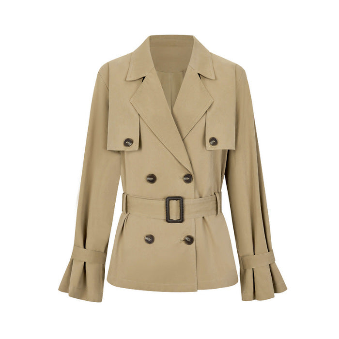 Qaqi Small Wind Coat Woman 2026 Autumn New High-End Atmospheric British Wind Waist Short Top
