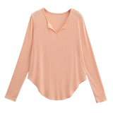 Fashion Hottie Summer Lazy Loose Mask T-Shirt V Collar Sunscreen Tops Slim Comfortable Round Hem Bottom Shirt