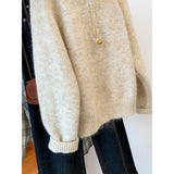 Kaning Half Zipper Hooded Sweater Female Autumn New Lazy Wind Soft Tucked Bottom Top Thick Knitted Shirt