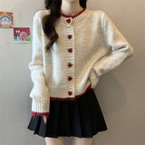 Kanzing Love Button Knitted Cardigan Women 2026 Early Autumn New Lazy Soft Glutinous Sweater Coat Women
