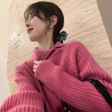 KANING Korean Version Of The Solid Color High-Necked Knitting Shirt 2026 Autumn And Winter New Lazy Soft Glutinous Sweater Woman