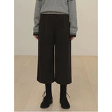 Autumn And Winter New Loose Waist This Skirts Loose Broad Leg Pants Wool Nine Trousers Hairs Thickening Thin