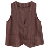Real Shooting 2026 Summer New Literary And Artistic Loose Solid Cotton Collar Sleeveless Vest Vest Vest Women's Dress Horse Clip