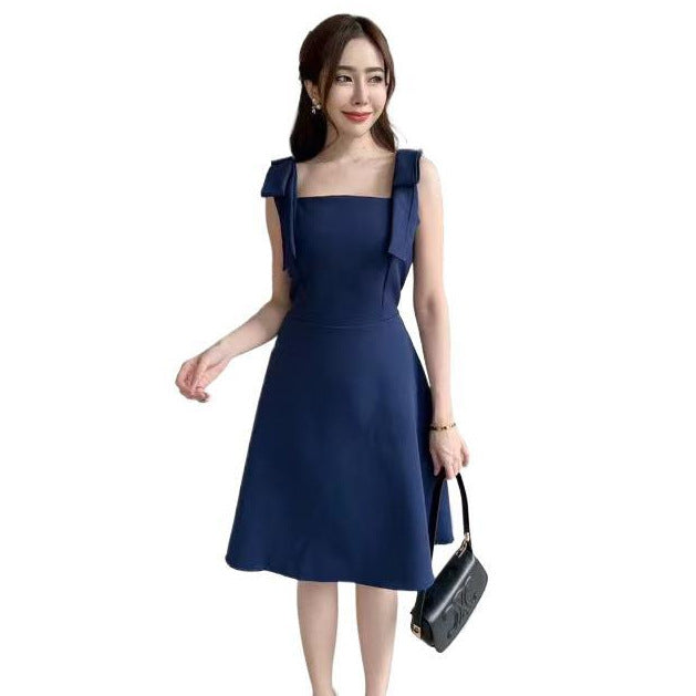Designing A Bow With A Bow With A Dress For Women's Summer Small Casual Temperament Sleeveless A-Word Short Skirt