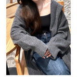 KANING Korean Languid Hooded Long Over-Knee Knitted Cardigan Women's Winter Dress Thick Loose Thin Coat