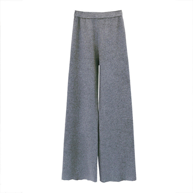 Casual Knitted Wide-Legged Trousers Women 2026 Autumn And Winter New Loose High-Waisted Straight Barrel Tugging Long Pants Women