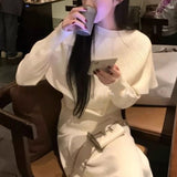Kaning French Red Cloak Fake Two-Piece Knitted Shirt 2026 Autumn And Winter New Design Sweater Inside