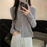 KANING Long-Sleeved V-Neck Elegant Knitted Cardigan Women's 2026 New Simple Thin Sweater Women's Clothing Outside