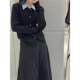 Station 2026 Autumn And Winter French Temperament Female High-Quality Collar Collar Collar Two Knitted Open Shirt Woman