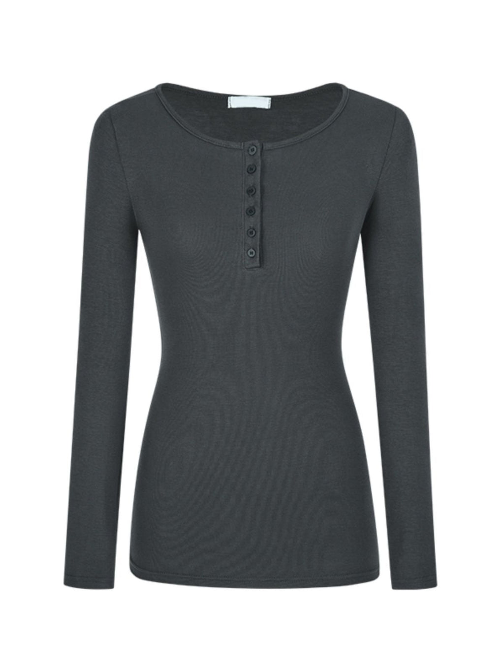 Spice Girls Button Slim Thin Long-Sleeved T-Shirted Women 2026 Spring And Autumn Simple Inside The Shoulder Student Top