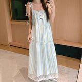 Seaside Holiday Striped Slinged Dress Woman 2025 Summer New French Temperament Loose Little Man Dress
