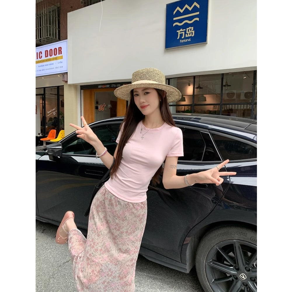 French Fragile Chiffon Half-Summer High-Rise Design Small Fishtail Dress
