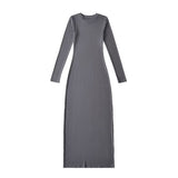 Round Collar Dress Spring New Hot Girl Tight Long Sleeve Cover Long Bottom Dress With The Ass