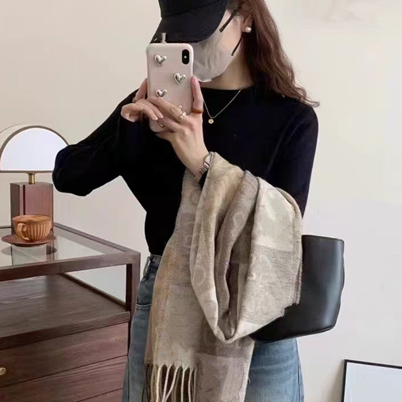KANING Solid-Colored Semi-High Collar Knitted Shirt 2026 Autumn And Winter New Loose Basic Jacket Sweater Bottom