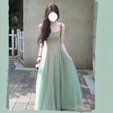 Gentle Wind Green Mesh Sling Skirt Two Sets Of Spring And Summer New Kaqi Inside The Body Temperament A Word Long Skirt