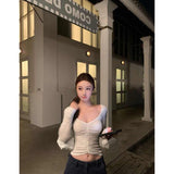 Korean Version Of Fashion Fashion Shoulder Long-Sleeved T-Shirt Women's New Winter Slim Slimming Niche Shirt Hottie Top