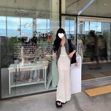 Elegance Of Elegant Knitted Dress Sling Dress With Long Skirts Inside The Slimming Hooks And Hanging Bag-Butar Vest Skirts