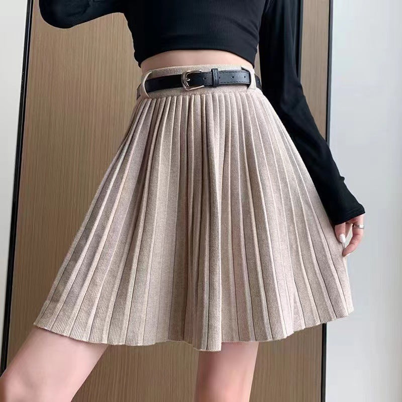 KANING College Wind Knitted Dress 2026 Autumn New Women's High Waist Skinny Casual Short Dress 100-Folded Dress