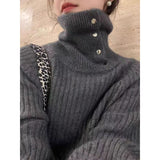 KANING Korean Version Of The Solid Color High-Necked Knitting Shirt 2026 Autumn And Winter New Lazy Soft Glutinous Sweater Woman