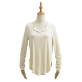 Fashion Hottie Summer Lazy Loose Mask T-Shirt V Collar Sunscreen Tops Slim Comfortable Round Hem Bottom Shirt